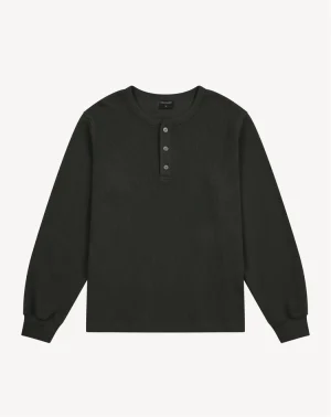華夫格亨利領長袖上衣【Khaki】